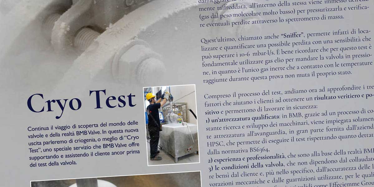 BMB Valve - Area Stampa - CRYO test